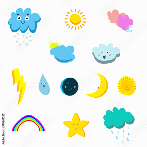 Hand drawn weather cartoon vector