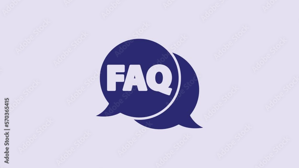 Blue Speech bubble with text FAQ information icon isolated on purple background. Circle button with text FAQ. 4K Video motion graphic animation Blue Speech bubble with text FAQ information icon isolated on purple background. Circle button with text FAQ. 4K Video motion graphic animation