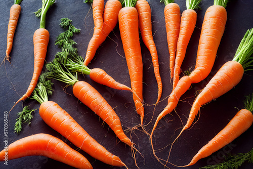 Scattered bunch of carrots, generative AI