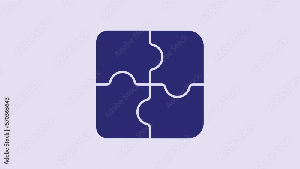Blue Piece of puzzle icon isolated on purple background. Business, marketing, finance, template, layout, infographics, internet concept. 4K Video motion graphic animation Blue Piece of puzzle icon isolated on purple background. Business, marketing, finance, template, layout, infographics, internet concept. 4K Video motion graphic animation