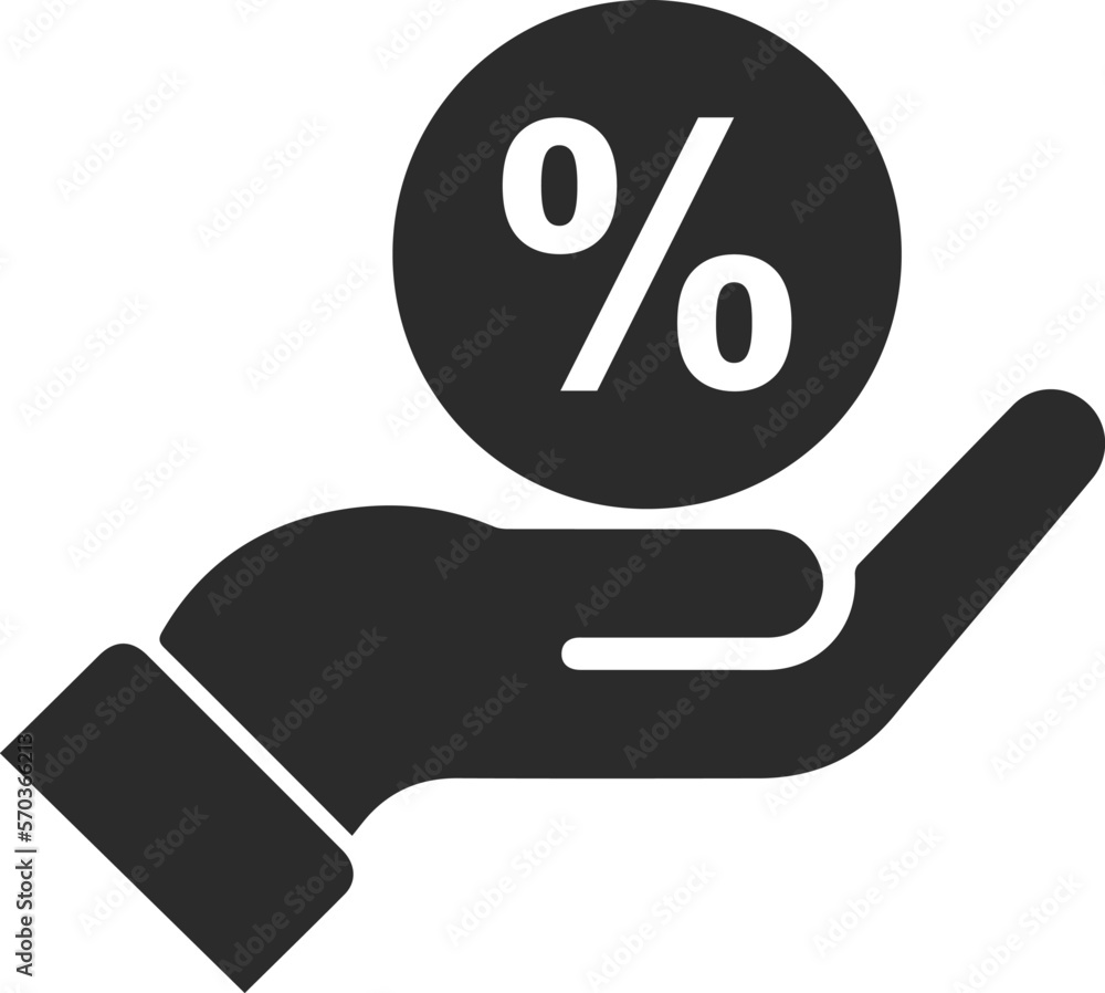 Naklejka premium Percentage icon, discount icon black vector