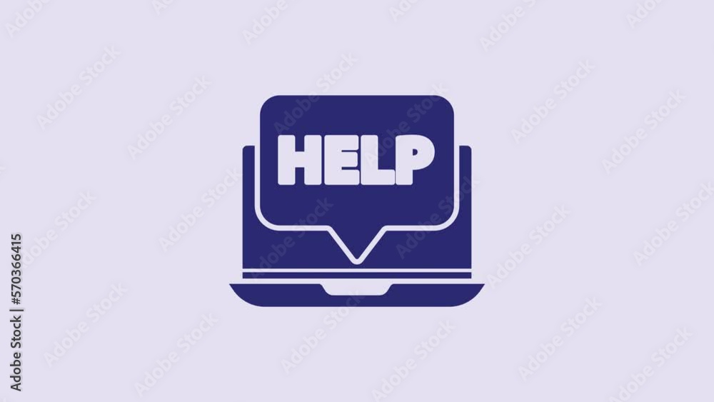 Blue Laptop and help icon isolated on purple background. Adjusting, service, setting, maintenance, repair, fixing. 4K Video motion graphic animation Blue Laptop and help icon isolated on purple background. Adjusting, service, setting, maintenance, repair, fixing. 4K Video motion graphic animation