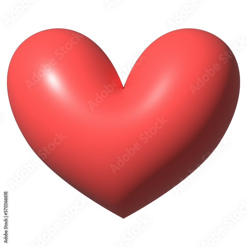 3d red heart icon on white background