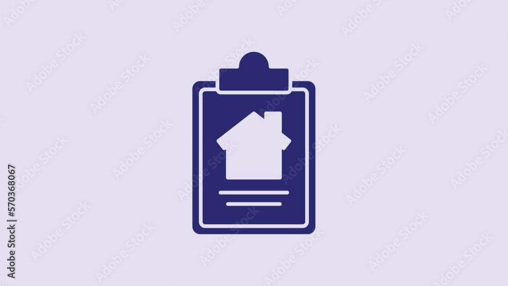 Blue House contract icon isolated on purple background. Contract creation service, document formation, application form composition. 4K Video motion graphic animation Blue House contract icon isolated on purple background. Contract creation service, document formation, application form composition. 4K Video motion graphic animation