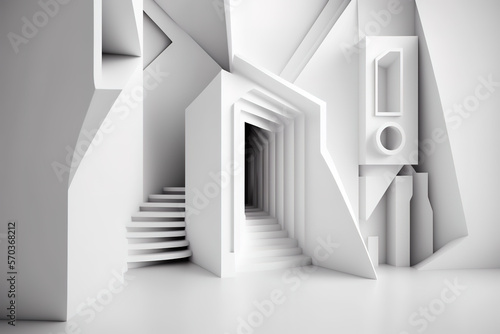 Abstract architecture background. Modern white interior disign. 3d illustration