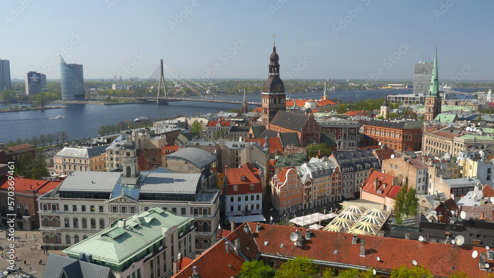 Riga Cathedral and the Vansu bridge, seen from St.  Peter's church spire