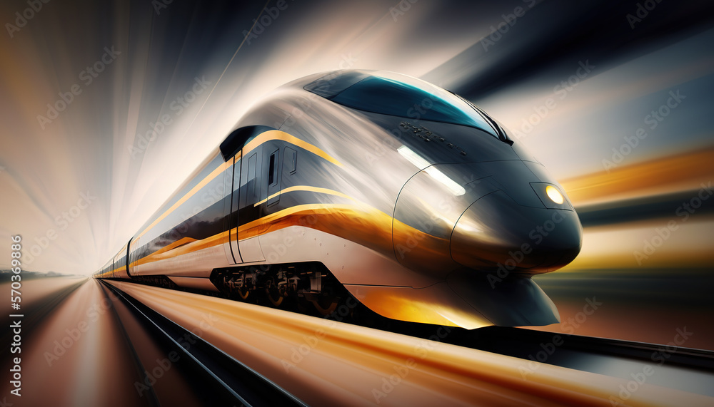 High speed train with motion blur effect.