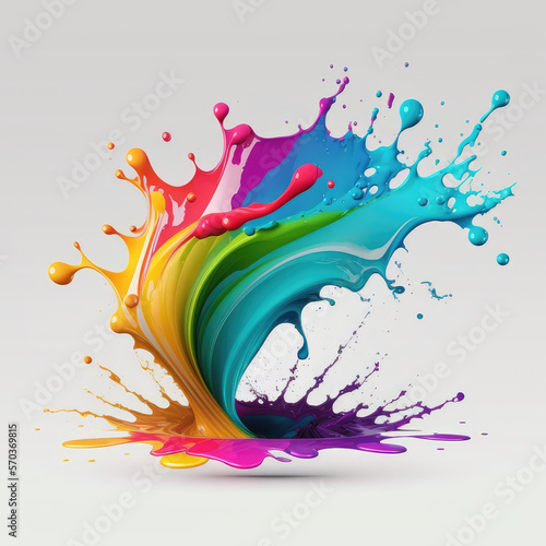 Generative AI Rainbow splash wave. Colorful paint splash © Eitan Baron
