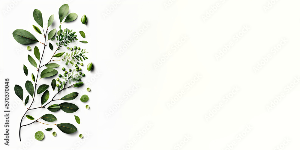Design Plum Tree with Green Leaves on White Background for Branding and Marketing