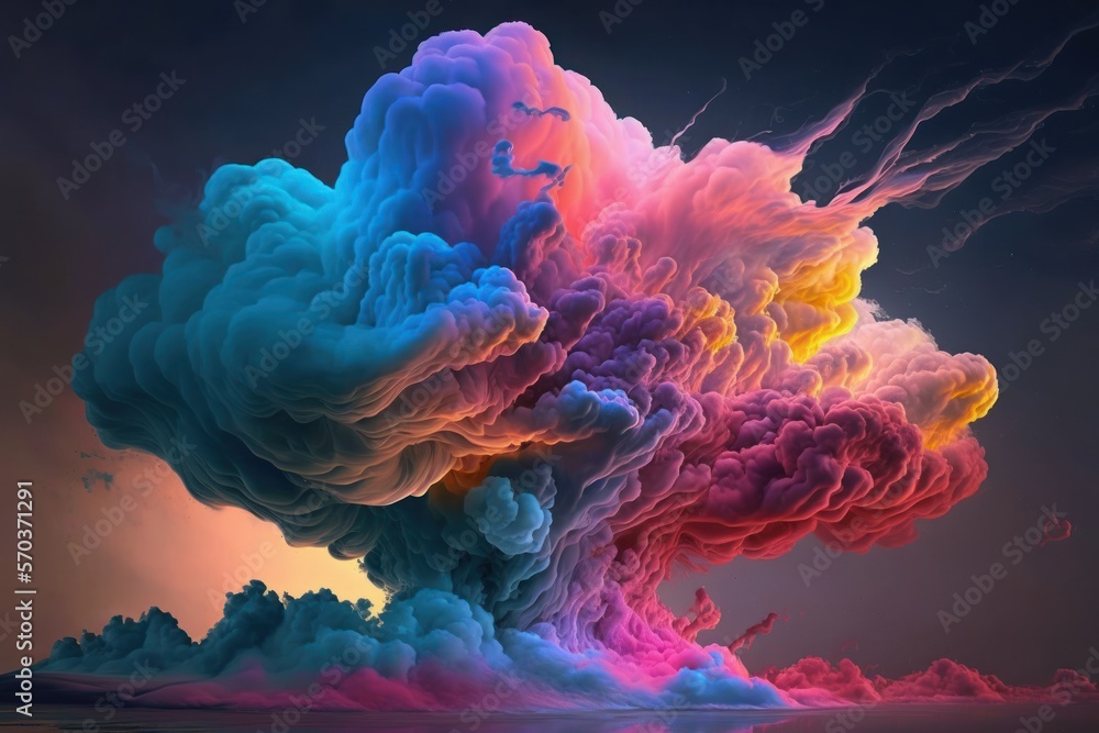 Fototapeta premium Abstract Colour Explosion in all the Colors of the Rainbow - Digital Concept Design - Generative AI Illustration 