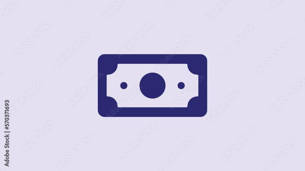 Blue Stacks paper money cash icon isolated on purple background. Money banknotes stacks. Bill currency. 4K Video motion graphic animation Blue Stacks paper money cash icon isolated on purple background. Money banknotes stacks. Bill currency. 4K Video motion graphic animation