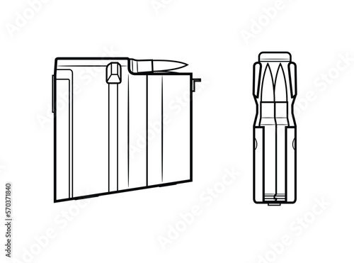 Vector illustration of an Barret M82 semi-automatic anti-materiel rifle magazine with cartridges on a white background.
