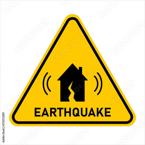 Earthquake. Earthquake warning sign. Danger, attention earthquake. Vector illustration.