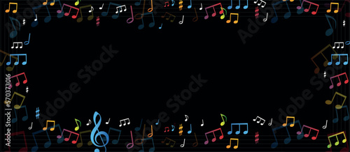 note musicali su sfondo nero, concetto di musica, concerto