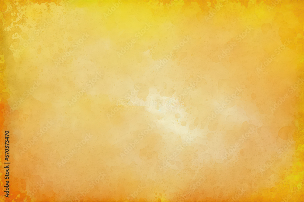 Grunge Backdrop Illustration: Yellow Orange Background with Textured and Distressed Vintage Grunge and Watercolor Paint Stains