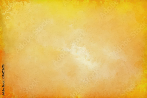 Grunge Backdrop Illustration  Yellow Orange Background with Textured and Distressed Vintage Grunge and Watercolor Paint Stains