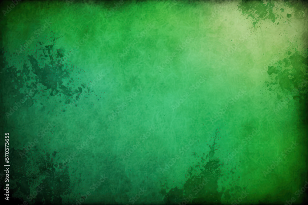 Fototapeta premium Grunge Backdrop Illustration: Green Background with Textured and Distressed Vintage Grunge and Watercolor Paint Stains