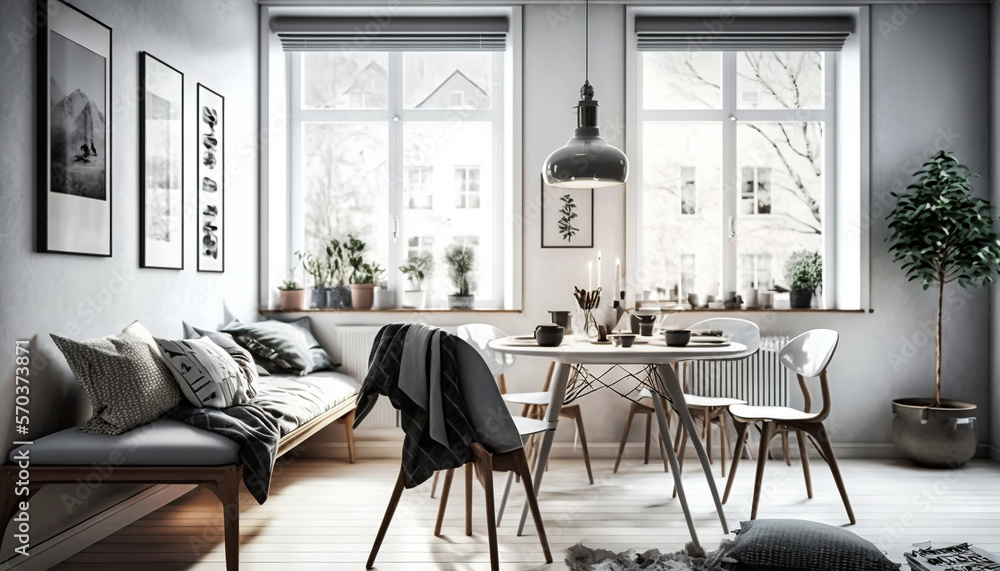 Fototapeta premium Scandinavian style interior design idea. Generative AI