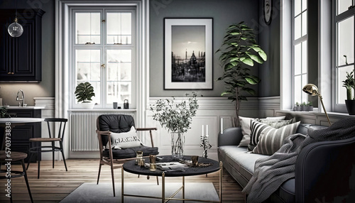 Scandinavian style interior design idea. Generative AI