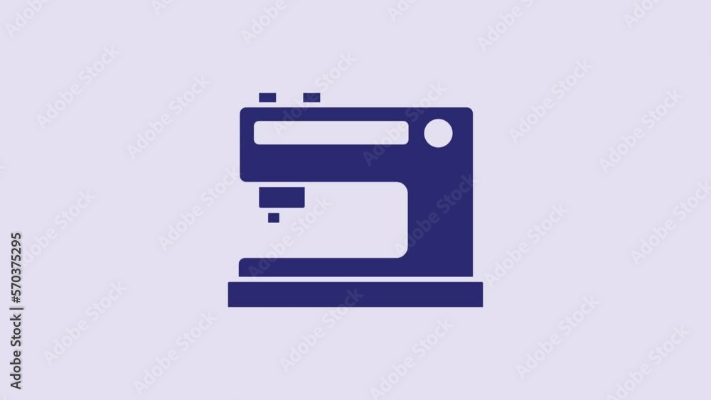 Blue Sewing machine icon isolated on purple background. 4K Video motion graphic animation Blue Sewing machine icon isolated on purple background. 4K Video motion graphic animation