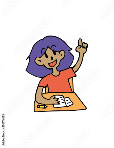 Girl participating in class