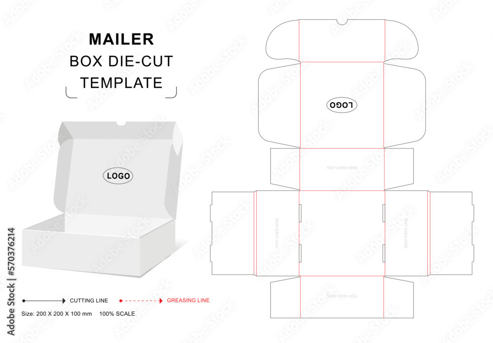 Mailer box die cut template - obrazy, fototapety, plakaty 