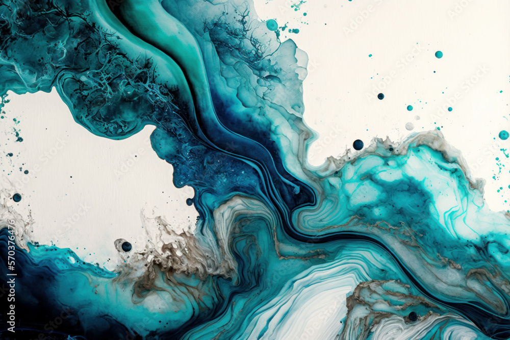 Textura abstracta efecto mármol de colores turquesas, creada con IA generativa
