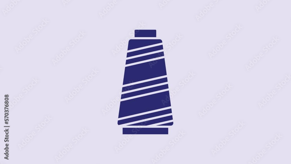 Blue Sewing thread on spool icon isolated on purple background. Yarn spool. Thread bobbin. 4K Video motion graphic animation Blue Sewing thread on spool icon isolated on purple background. Yarn spool. Thread bobbin. 4K Video motion graphic animation