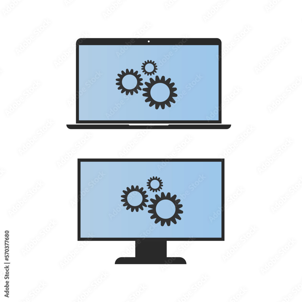 Digital setting monitor and laptop icon. Software set vector ilustration.