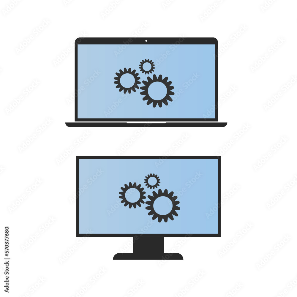 Digital setting monitor and laptop icon. Software set vector ilustration. Digital setting monitor and laptop icon. Software set vector ilustration.