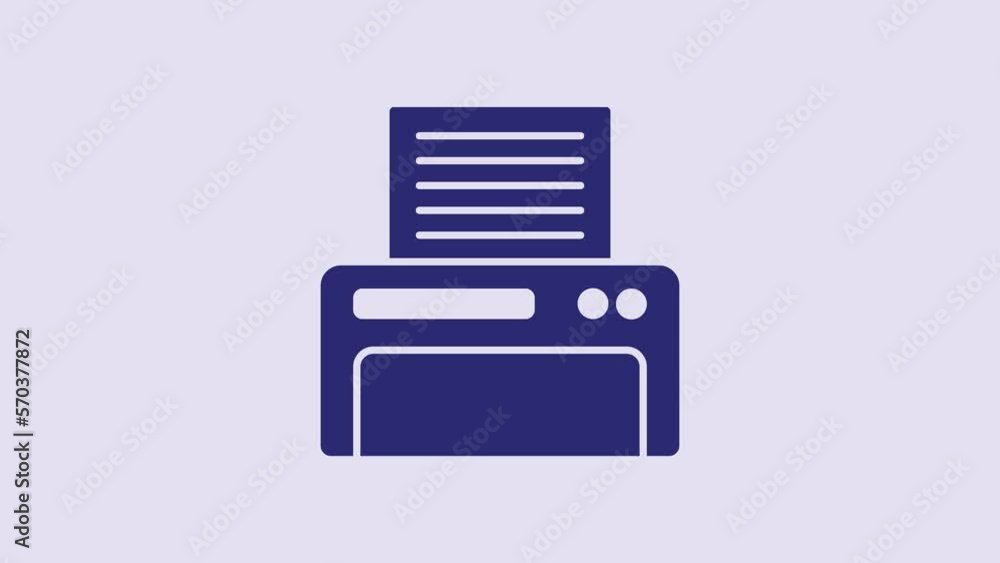 Blue Printer icon isolated on purple background. 4K Video motion graphic animation Blue Printer icon isolated on purple background. 4K Video motion graphic animation