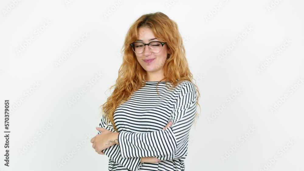 Young redhead woman with glasses Young redhead woman with glasses