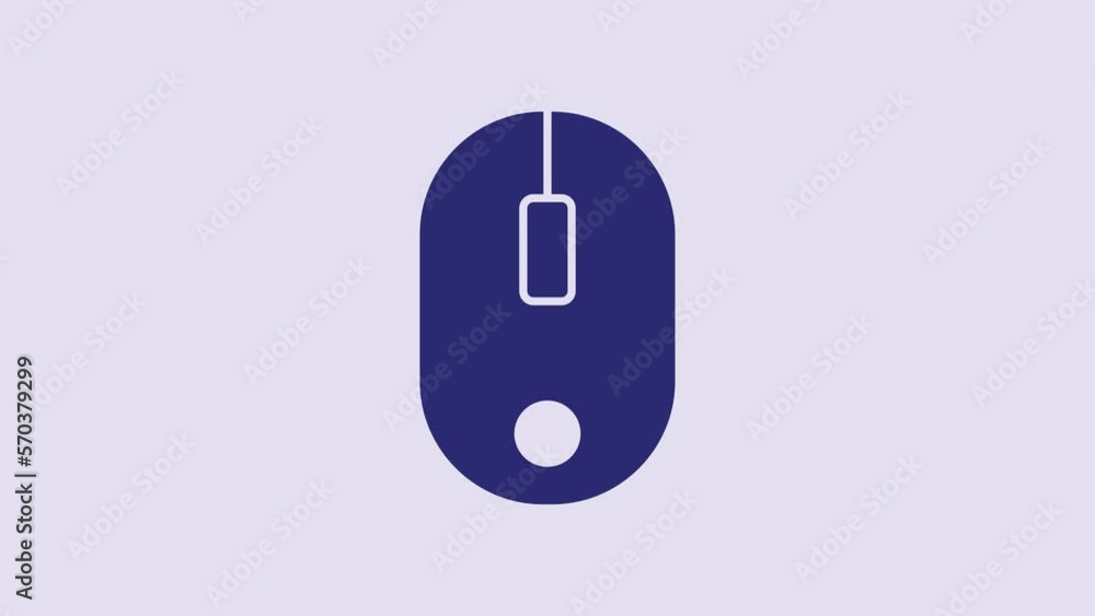 Blue Computer mouse icon isolated on purple background. Optical with wheel symbol. 4K Video motion graphic animation Blue Computer mouse icon isolated on purple background. Optical with wheel symbol. 4K Video motion graphic animation