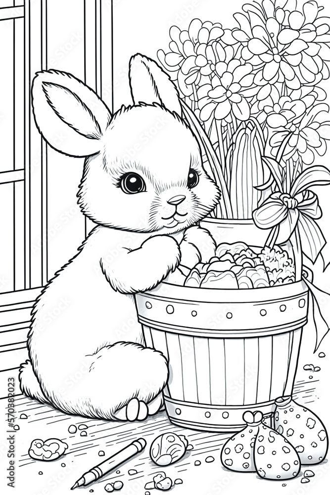  Osterhase Malvorlagen - Ausmalbilder Ostern - Generative AI ilustración Motiv 