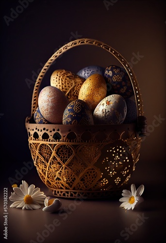 easter eggs in a basket