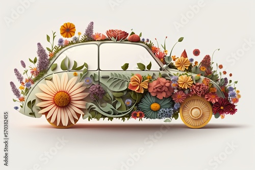 car with flowers