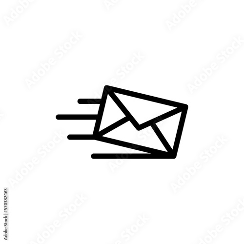 Sent mail icon isolated on black. Sent mail symbol suitable for graphic design and websites on a white background.