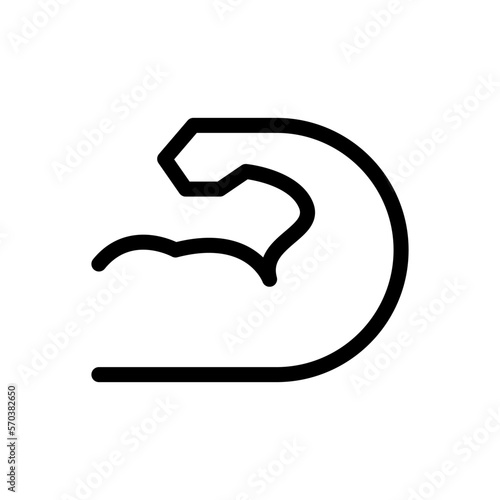 Muscular hand icon isolated on black. Muscular hand symbol suitable for graphic designers and websites on white background