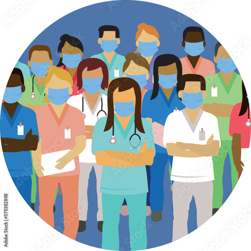 medical staff using safety face mask vector