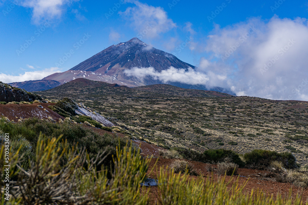 Winter Teide volcano, magic of landscape and freezing of nature