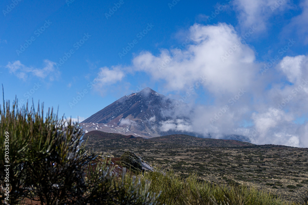 Winter Teide volcano, magic of landscape and freezing of nature