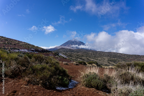 Winter Teide volcano  magic of landscape and freezing of nature
