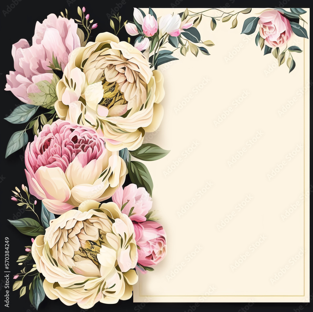 Flowers card for mother's day, birthday, wedding. Wedding Invitation Card Template, Card Poster. Generative AI Flowers card for mother's day, birthday, wedding. Wedding Invitation Card Template, Card Poster. Generative AI