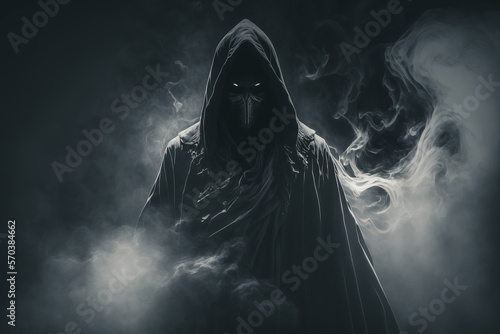 Valokuva silhouette of a scary person in the dark. Generative AI