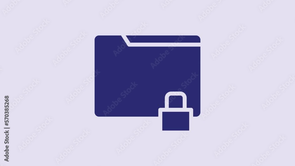 Blue Folder and lock icon isolated on purple background. Closed folder and padlock. Security, safety, protection concept. 4K Video motion graphic animation Blue Folder and lock icon isolated on purple background. Closed folder and padlock. Security, safety, protection concept. 4K Video motion graphic animation