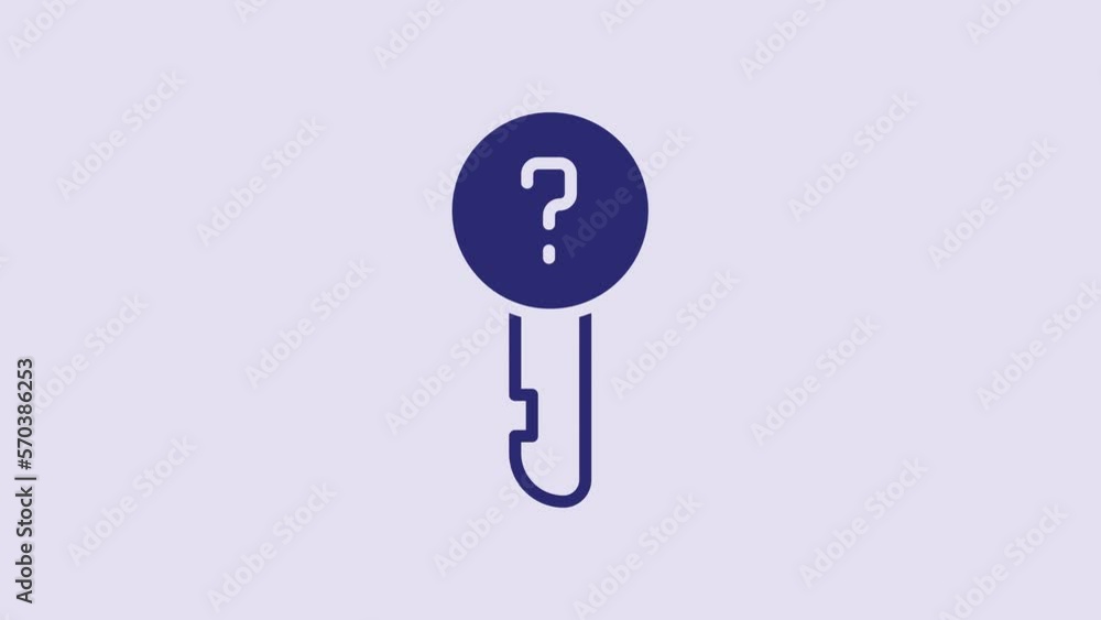 Blue Undefined key icon isolated on purple background. 4K Video motion graphic animation Blue Undefined key icon isolated on purple background. 4K Video motion graphic animation
