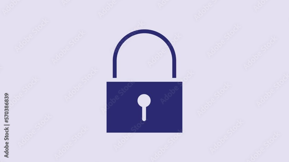 Blue Lock icon isolated on purple background. Padlock sign. Security, safety, protection, privacy concept. 4K Video motion graphic animation Blue Lock icon isolated on purple background. Padlock sign. Security, safety, protection, privacy concept. 4K Video motion graphic animation