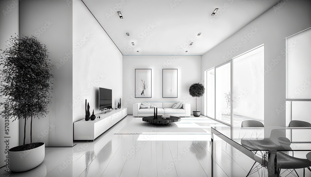 Minimalist white style interior design idea. Generative AI Minimalist white style interior design idea. Generative AI