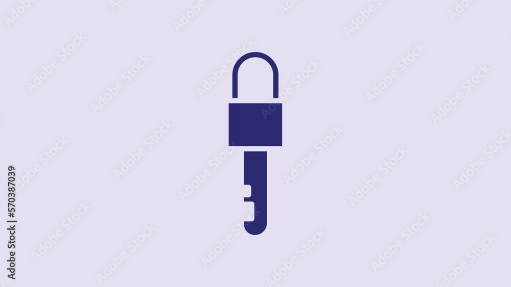 Blue Locked key icon isolated on purple background. 4K Video motion graphic animation Blue Locked key icon isolated on purple background. 4K Video motion graphic animation