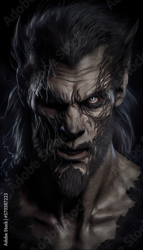 scary Halloween monster illustration of scary werewolf Lycan